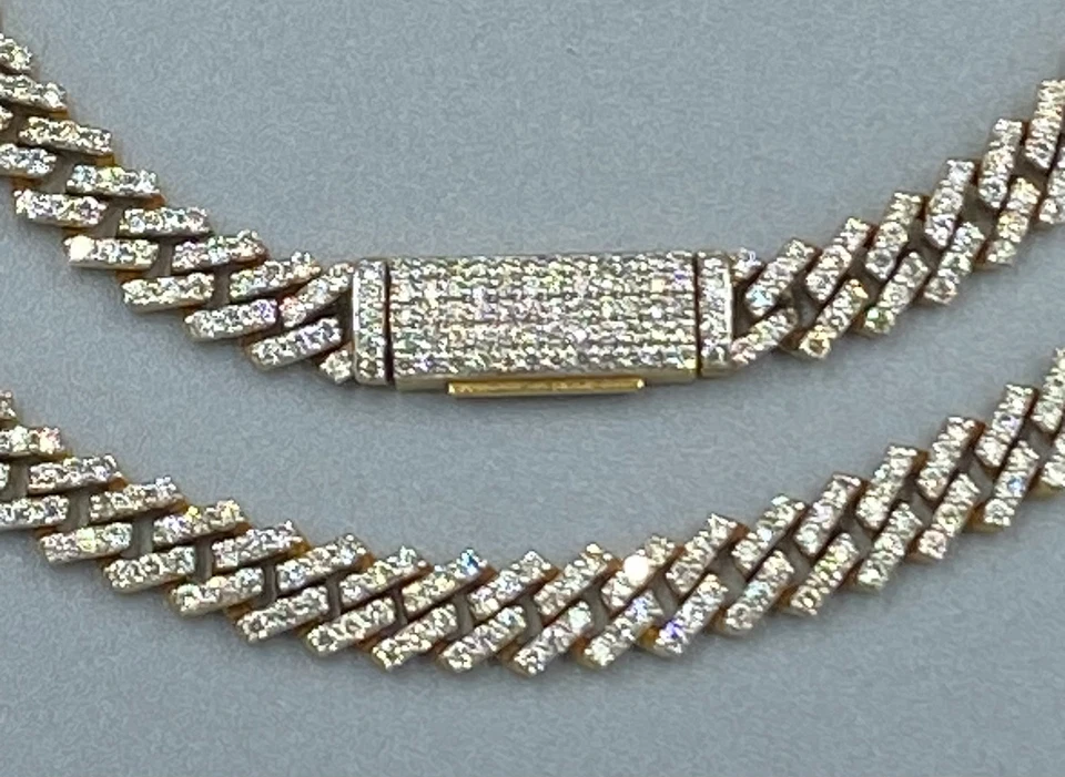 10k yellow gold 10 cttw cuban link natural diamond necklace  SEE VIDEO - Image 3 of 3