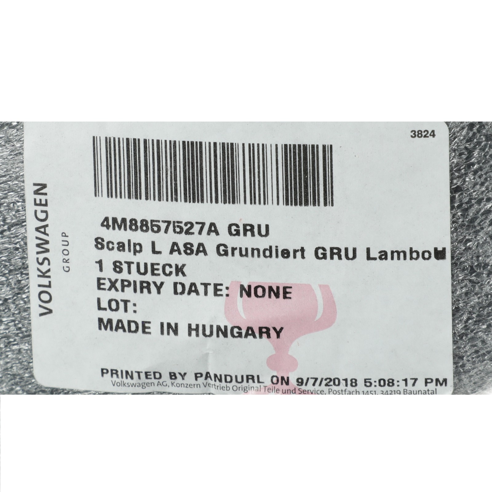 Lamborghini Urus Left Side mirror P/N 4M8857527AGRU