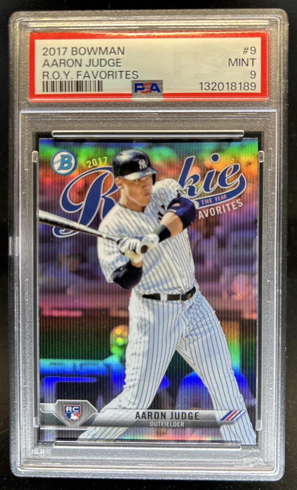 2017 Bowman Aaron Judge Rookie of the Year Favorites Chrome RC #ROYFI-AJ PSA 9