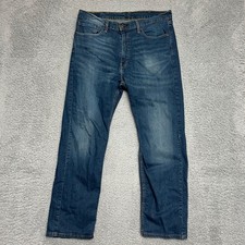 Levis 505 Jeans Mens Fits 36x30 Blue Regular Fit Straight Leg Dark Wash Denim