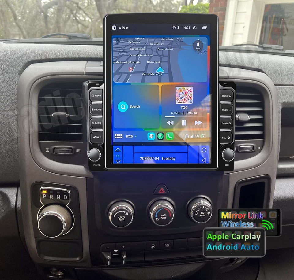 9.7" Android 13 Carplay For 2013-2018 Dodge Ram 1500 2500 3500 Car Radio Stereo Foto 3 de 4
