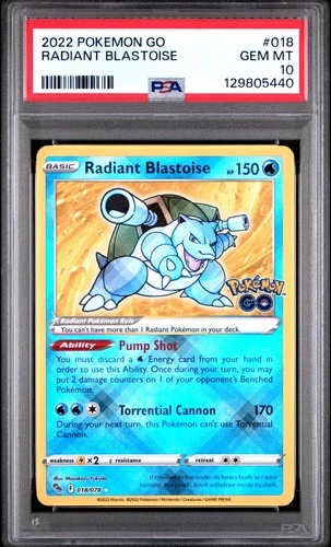2022 POKEMON GO #018 RADIANT BLASTOISE PSA 10