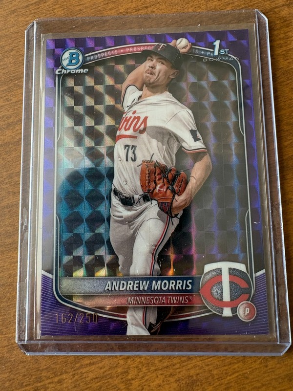2025 Bowman Chrome Purple Geometric Andrew Morris RC Rookie Minnesota Twins /250