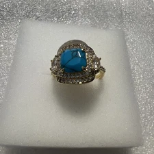 Bomb Party Say Less, Wear More Size 8 Ring Turquoise Magnesite Gold Plating