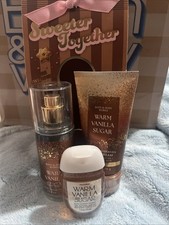 Bath Body Works WARM VANILLA SUGAR Travel Mini Gift Set 3 pc Sweeter Together