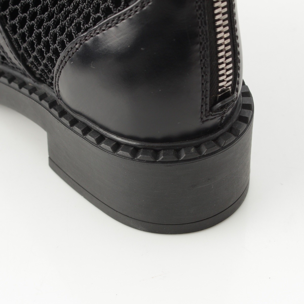 PRADA Lace-up long boots with mesh and triangle logo boots 1W907M black 36 thumbnail 11