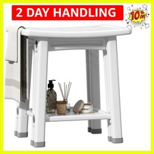 Shower Stool, Non-Slip Shower Bench with Storage Shelf Waterproof, Elderly & ...