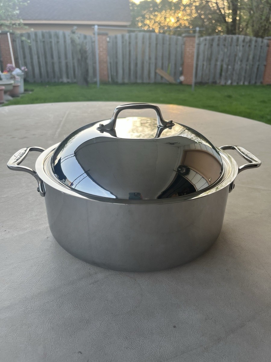 中古 美品 R.E.G. O-K ALL STAINLESS 45 All-Clad Metalcrafters 3 Ply 8 Bonded Qt Stock Pot W/Lid With