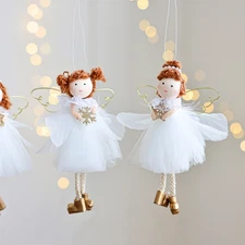 White Tulle Angel Hanging Ornament for Christmas Tree Party Decoration