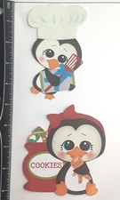 Lot of 2 Penguins Baking Cooking Cookies SINGLE LAYER Embellishments 1024