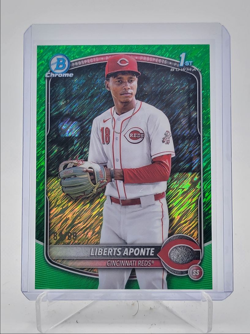 LIBERTS APONTE 2025 BOWMAN CHROME 1ST GREEN SHIMMER REFRACTOR REDS /99 Q0282