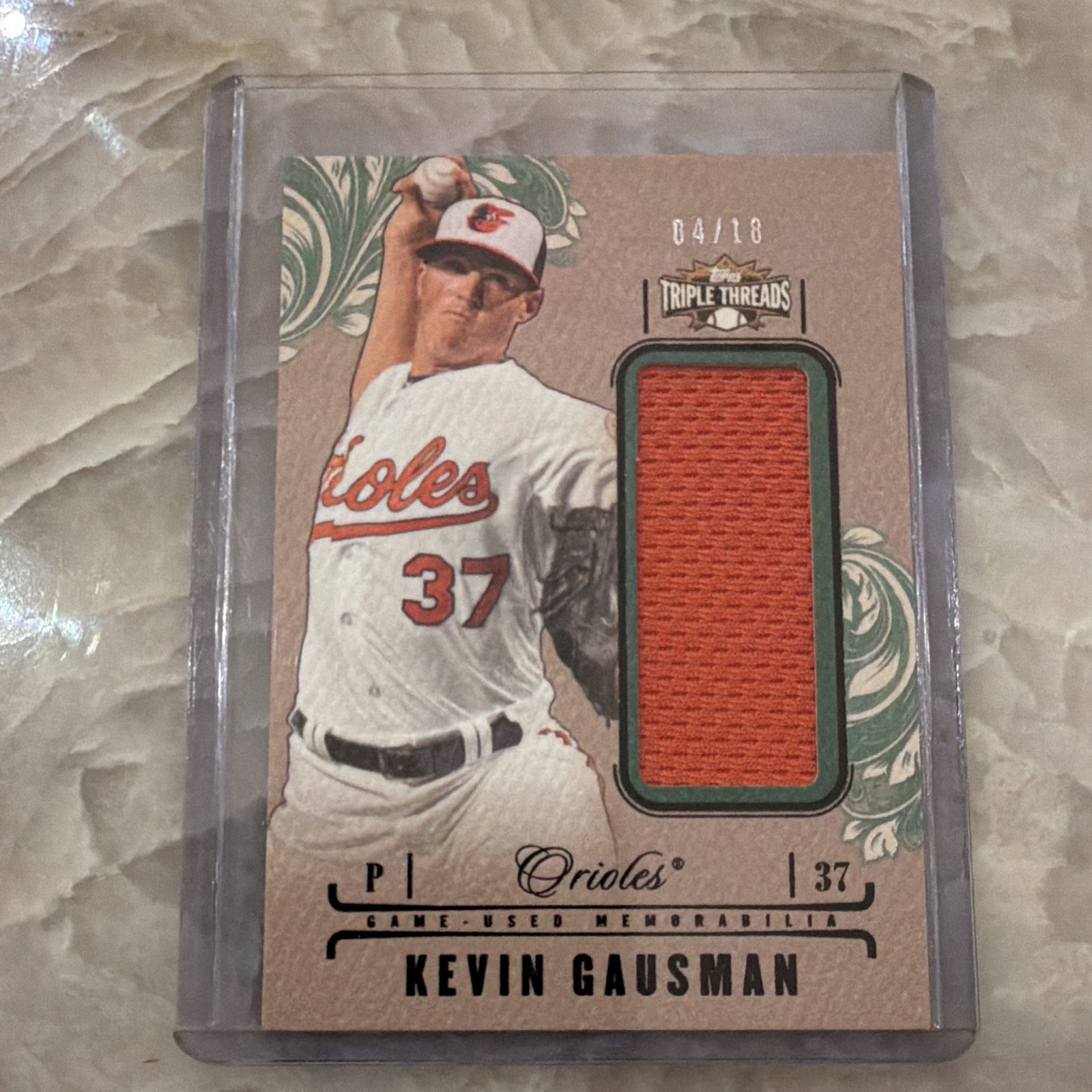 Topps 2014 Triple Threads Unity Single Jumbo Relic Kevin Gausman Emerald /18