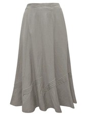 Women's Stone & Dark Stone Linen Blend Skirt-Size UK 12-28