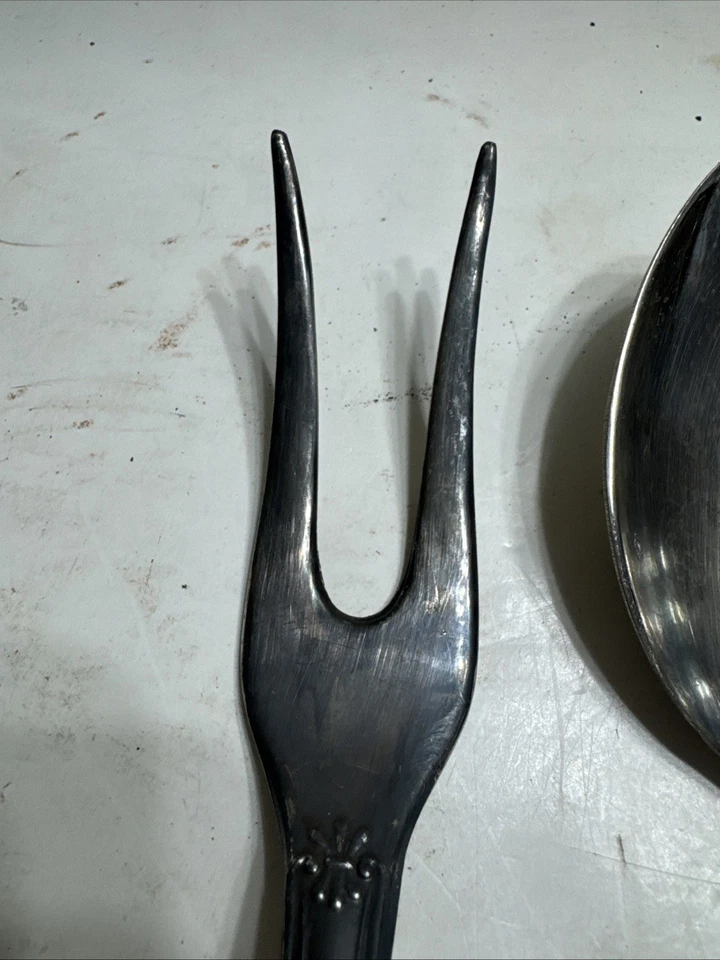 Juego de servir ensaladas (tenedor/cuchara) vintage plateado ESTILO REYES/QUEENAS Foto 4 de 4