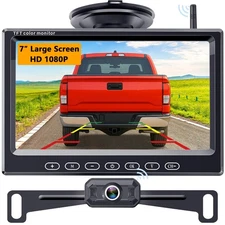 7-Inch Wireless Backup Camera for Truck: Dual-Channel Split-Screen, 1080P HD ...