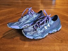 UNDER ARMOUR SPEEDFORM XC Trail Mujer Talla 6.5 Púrpura Camuflaje Gris 1246734-029