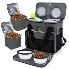 Dog Travel Bag, Pet Travel Bag ALL Pet Travel Supplies , With 2 Pet Food Con...