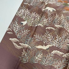 Boro Japanese Old Cloth Japan Vintage Pure Silk Kimono Flowers Cranes Crest