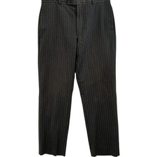 Yves Saint Laurent Trousers Size 36 Men's Black Pinstripe Wool Formal Preloved