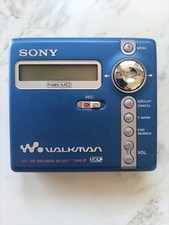 Sony Walkman MZ-N707 MiniDisc Recorder Blue Working w/ Minidisc Accesories
