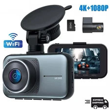 Lamtto WiFi Dual Lens Dash Cam Night Vision 4K 1080P Car Driving Recorder Camera