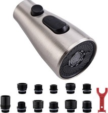 Kitchen Faucet Head Replacement, 3 Function Pull Down Spray Head with 11 Adap...