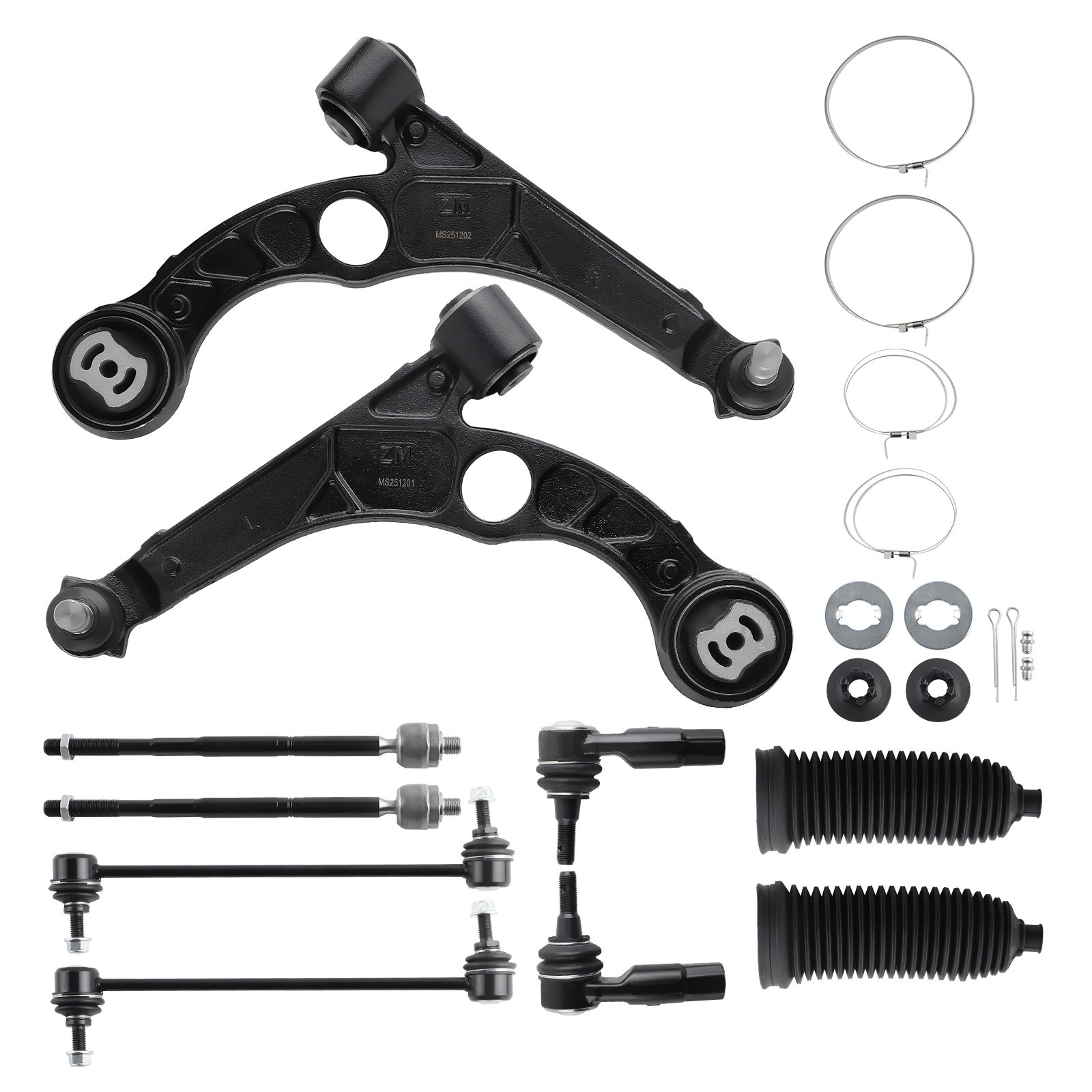 10PC Front Lower Control Arm + Sway Bar Tierods for 2015 2016 2017 Chrysler 200