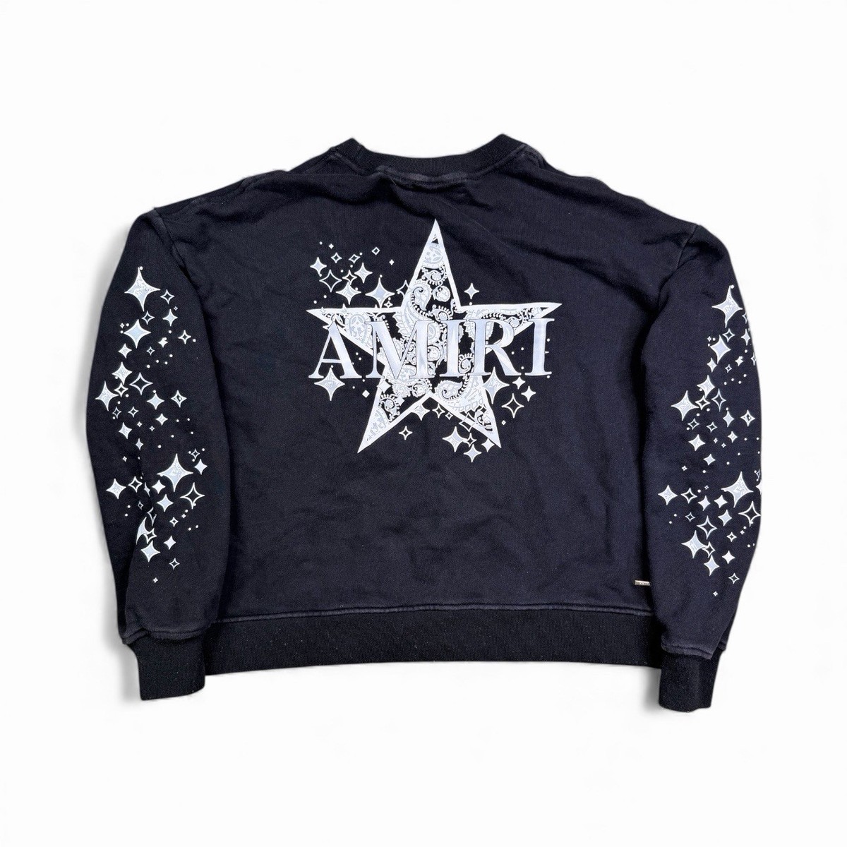 希少サイズ AMIRI スター 星 AMIRI Star Logo Pullover Crewneck Black Sweatshirt Adult Size