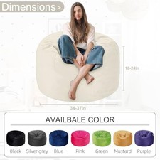 Bean Bag Chair 3Ft Luxurious Velvet Ultra Soft Fur with Memory Foam HABUTWAY