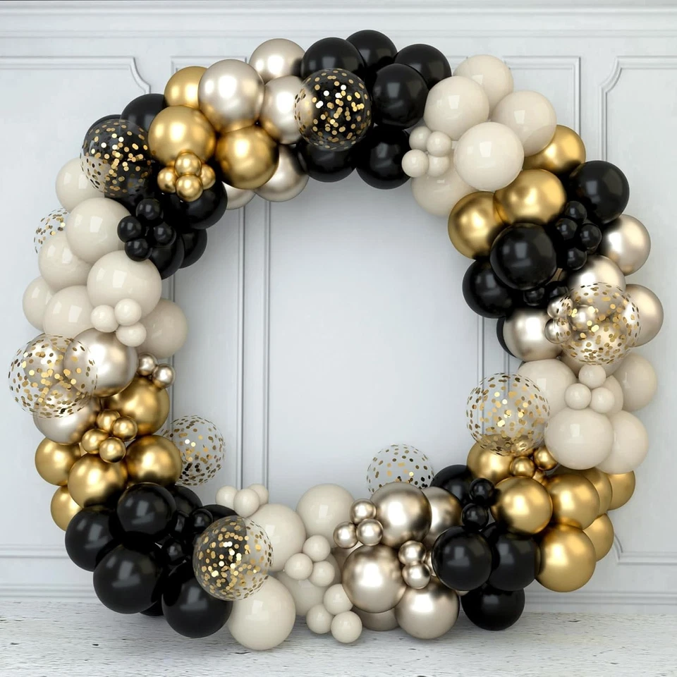 Kit elegante arco balão preto e dourado 152 peças com confete para todas as celebrações - Imagem 3 de 4