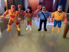 4 WWF Hasbro Lot VERY CLEAN Hulk Hogan Ultimate Warrior Akeem Big Boss Man wwe