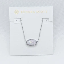 Kendra Scott Elisa Silver Pendant Necklace in Lilac Opal