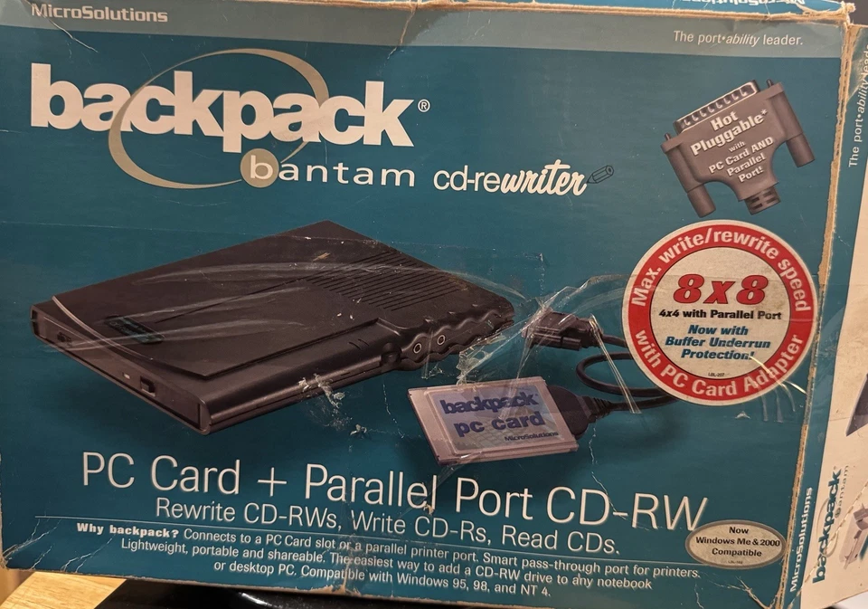 Micro Solutions Mochila Bantam Porta Paralela CD-ROM Drive 180100- Rara Completa - Imagem 3 de 4