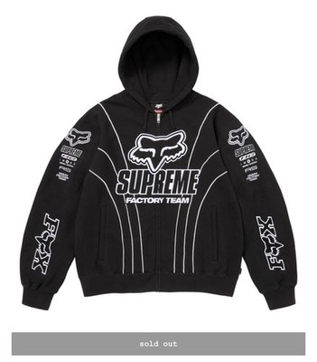 Supreme Fox Racing Kapuzenpullover mit Reißverschluss Schwarz XXL