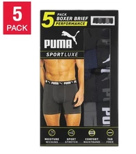 PUMA Men's Boxer Brief, 5 pack Size M Moisture Wicking No Fly Stretch Tag Free