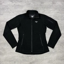 Arc’teryx DELTA LT Women Fleece Jacket Grid Polartec Zip Outdoor Sz M Black EUC