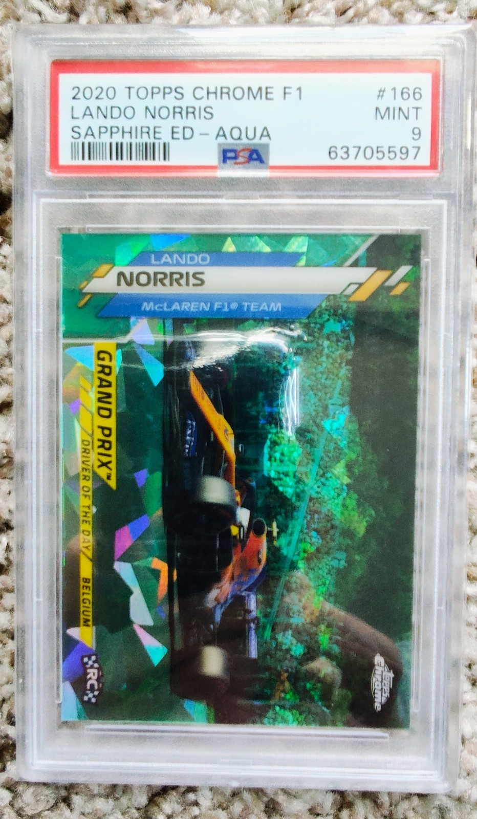 Lando Norris 2020 Topps Chrome Formula 1 Sapphire Aqua 40/99 PSA 9 #166