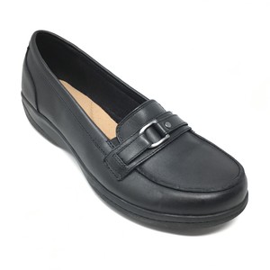 Women-039-s-Clarks-Collection-Wedge-Loafers-Shoes-Size-9-M-Black-Leather-Slip-On-B5