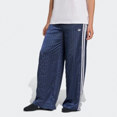 Adidas Pin Stripe Satin Pants Womens Night Indigo KD2296 Expedited 