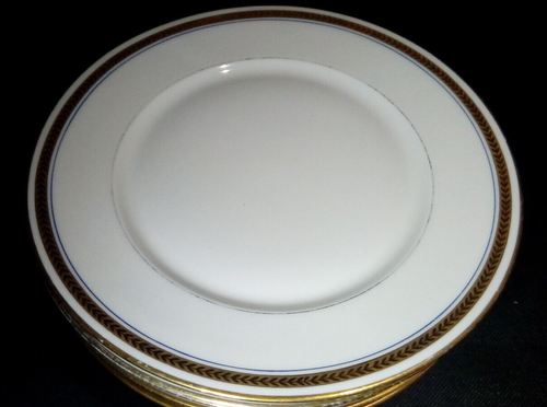 6 assiettes plate Limoges France unique décor HG 1928 doré et filet bleu - Imagen 6 de 7