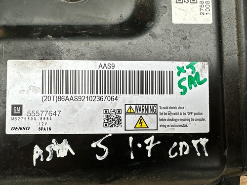 RELOJ ENCENDIDO CPU Vauxhall Astra MK6 J 1.7 CDTI MOTOR ECU CERRADURA Y CUERPO LLAVE - Imagen 16 de 24