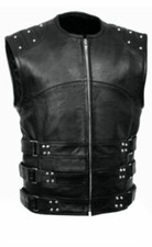 Men's Genuine Leather Biker Waistcoat SWAT Vest