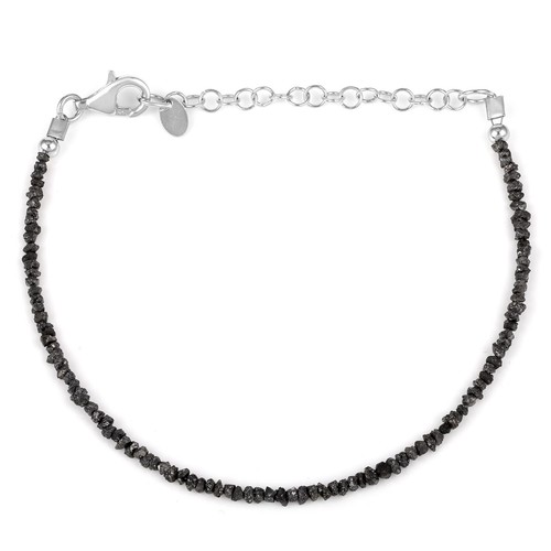 Natural Black Diamond Stone Beaded Bracelet Diamond Stone Jewelry Bracelet - Picture 2 of 5