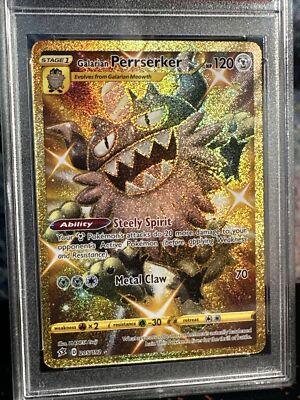 PSA 9 MINT Galarian Perrserker 205/192 Rebel Clash Gold Secret