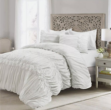 Lush Decor, King, White Darla 3 Piece Comforter Set