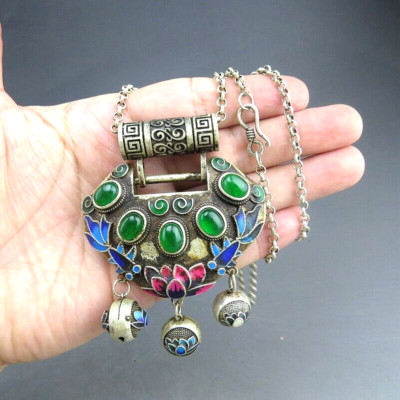 China,jade,pure silver,natural jade,Jadeite,jade,rare lock,pendant A ...