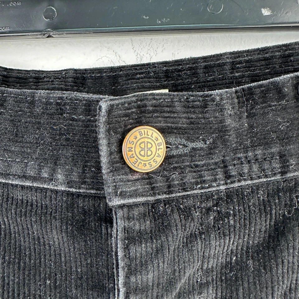 Pantalones Bill Blass vintage para mujer 10 negros de pana elásticos pierna cónica tiro alto Foto 4 de 4