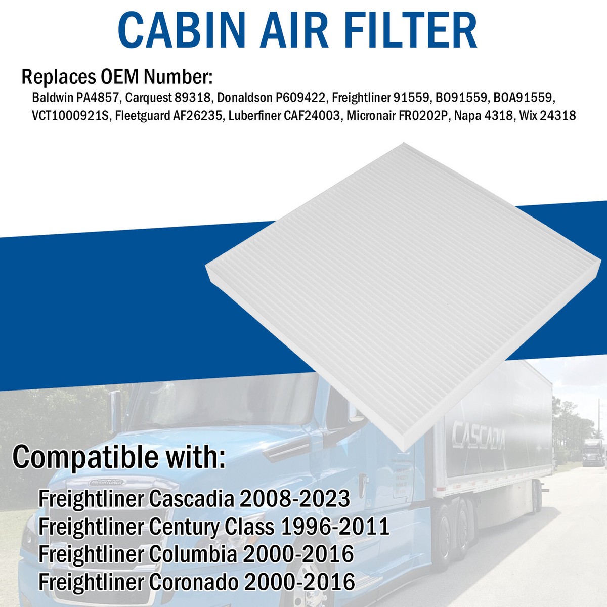 JDMON Filtro de aire, filtro de aceite, separador de agua de combustible y filtro de combustible compatible con Freightliner Cascadia DD13 DD15 DD16 Series, reemplaza AF27879 P551005 FS19915 PF9908