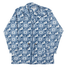 Vintage Jennifer Moore Winter Style Womens Fleece Coat Blue 90s Crazy Pattern M