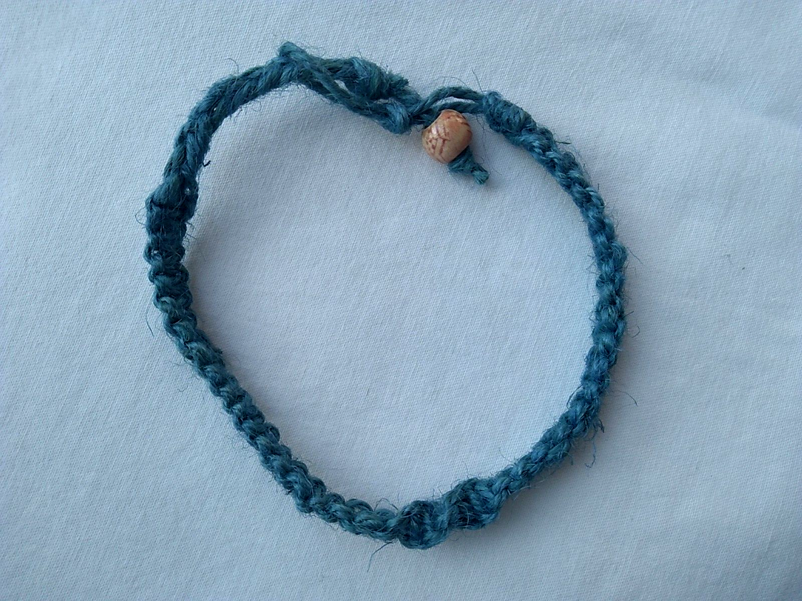 Anklet Natural Macrame Braided Hemp Blue Unisex 12